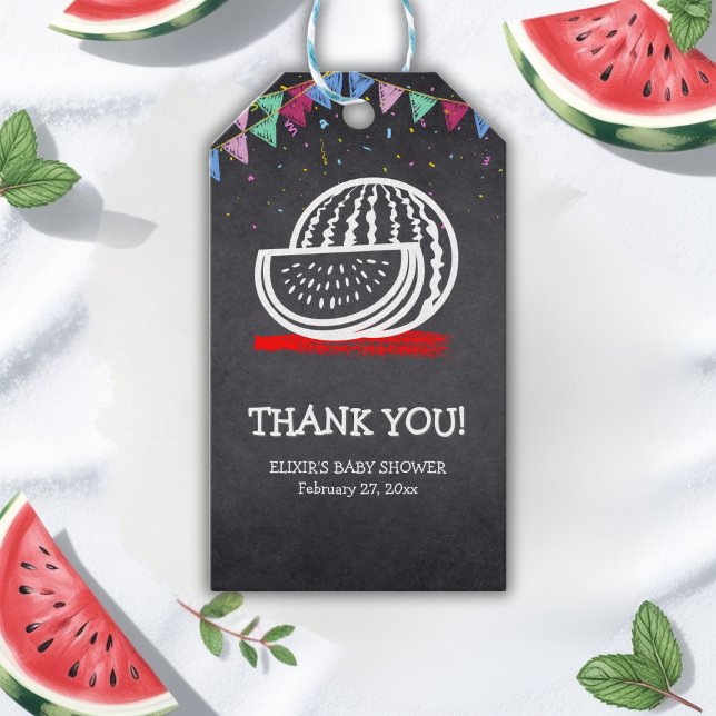 Krita Kalkon Watermelon Rit Bebis Shower Presentetikett (Skapare uppladdad)