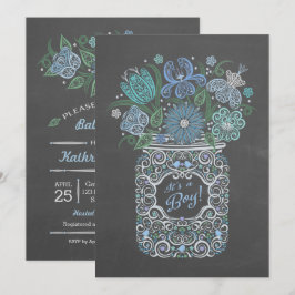 Krita Lacy Mason Babyfirande Det är en Pojke Inbjudningar