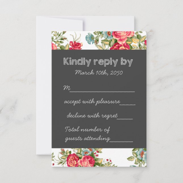 Krita land chintz bröllop RSVP OSA Kort (Framsida)