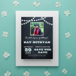 Krita Ljus Aqua Bat Mitzvah Foto Spara Datum Meddelande Vykort