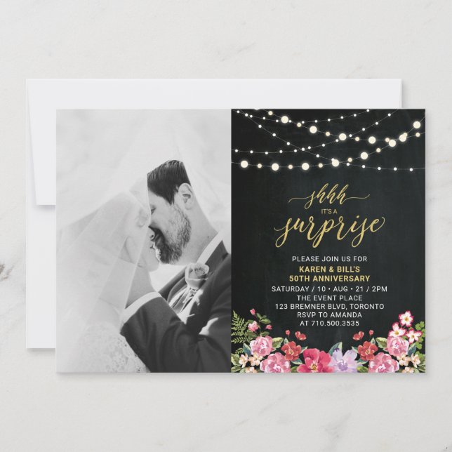 Krita & Ljus Foto 50-års bröllopsdag Inbjudningar (Framsida)