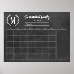 Krita Månadskalender för Familjens Förnamnsinitial Poster