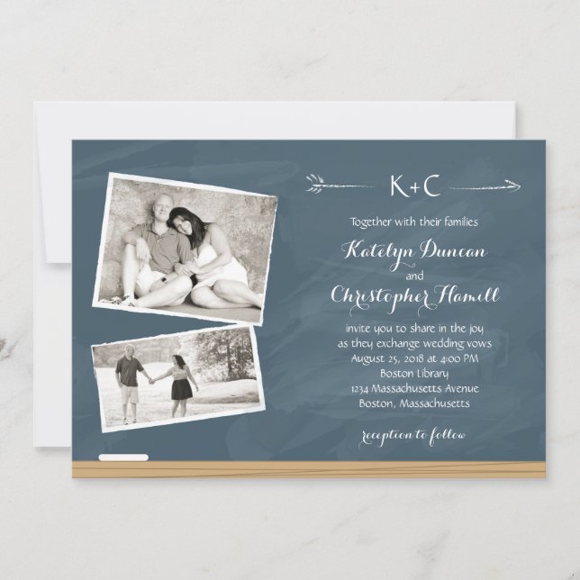 Krita med foton | Bröllop Inbjudningar (Framsida)