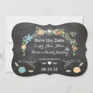 Krita Mint Rosa Aqua Blommig Girlang Bröllop Inbjudningar