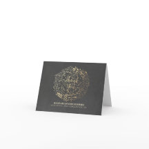 Krita och guld blommig bröllop tackkort
