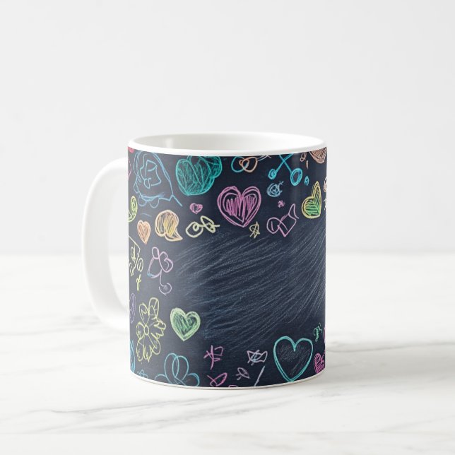 Krita och svarta tavlan bakgrunder. Barnslig stil Kaffemugg (Framsida vänster)