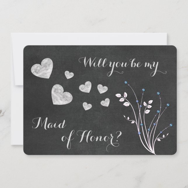 Krita Pärlstav Floral Brudtärna Inbjudan (Framsida)