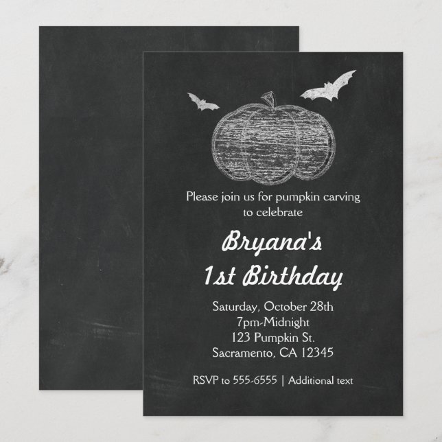 Krita pumpa kritskive Halloween-inbjudningar Inbjudningar (Fram/baksida)