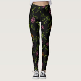 Krita ritade rosor bakgrund leggings