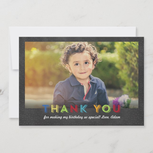 Krita Rolig Tack Foto Kort (Framsida)