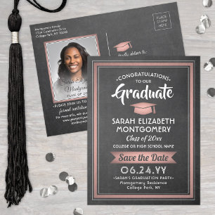 Krita & Rosa examensfoto Save the Date Meddelande Vykort