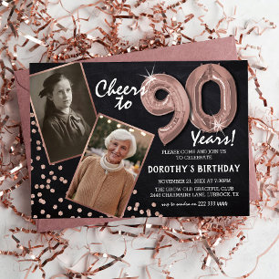 Krita Rosa Guld Ballonger 2 Foto 90-årsdag Inbjudningar
