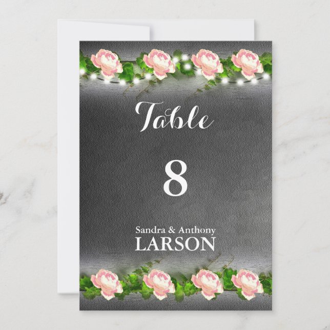 Krita rosbröllopsbord nummer inbjudningar (Framsida)