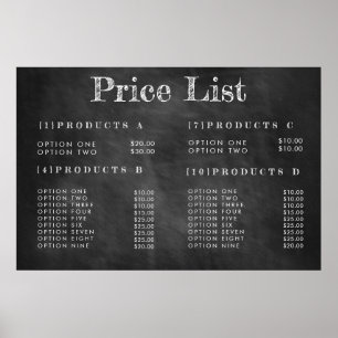 Krita Service Pris Meny Beställningsbar Poster