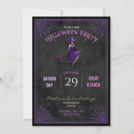 Krita Sexig häxa på kvast Halloween Inbjudningar