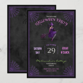Krita Sexig häxa på kvast Halloween Inbjudningar