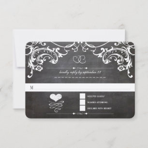 Krita Söta Hjärtan Initialer Typografi RSVP OSA Kort