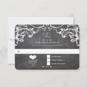 Krita Söta Hjärtan Initialer Typografi RSVP OSA Kort