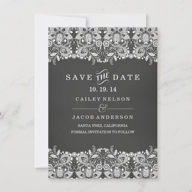 Krita & Spets Save The Date-kort Spara Datumet (Framsida)