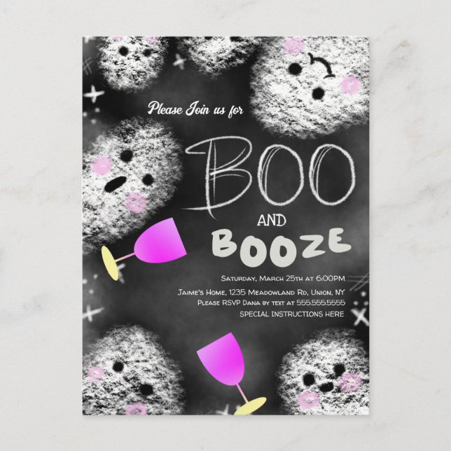 Krita spök Boo sprit Halloween vuxen  Vykort (Framsida)