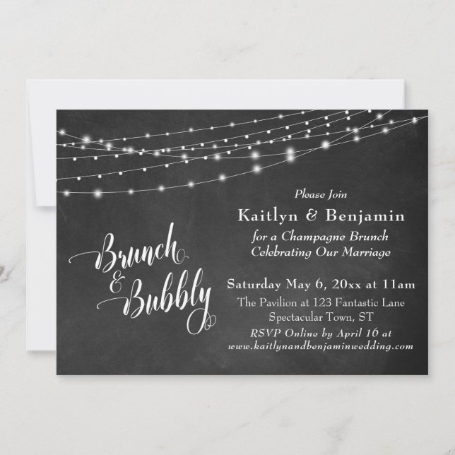 Krita Strängljus Brunch & Bubbly Skrift Inbjudningar (Framsida)