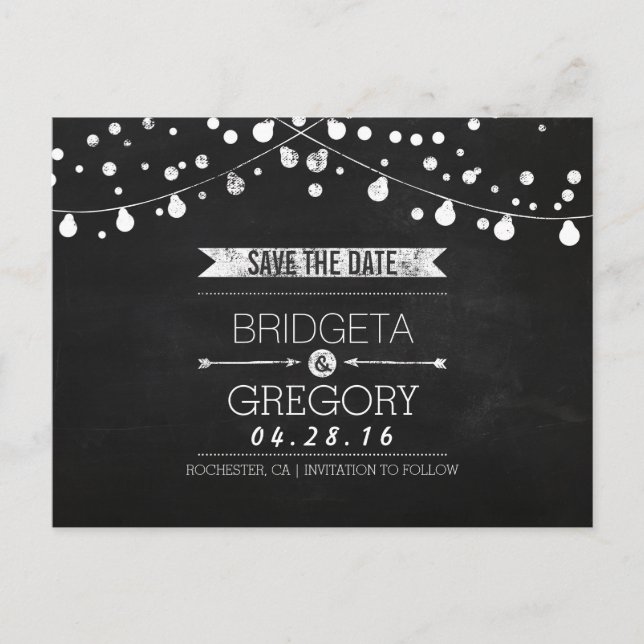 Krita Strängljus Rustik Spara Datum Meddelande Vykort (Framsida)