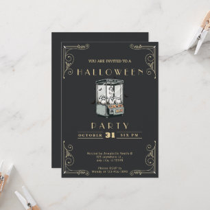 Krita Svart & Guld Fånga en Spöke Halloween Inbjudningar