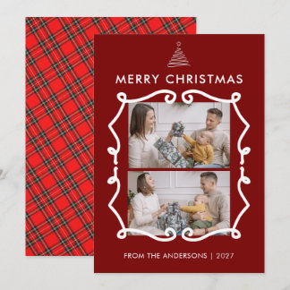 Krita svart tavla ram familje jul foto julkort