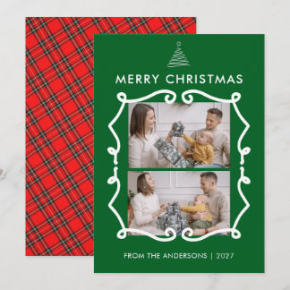 Krita svart tavla ram familje jul foto julkort