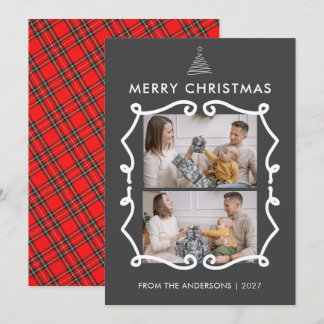 Krita svart tavla ram familje jul foto julkort