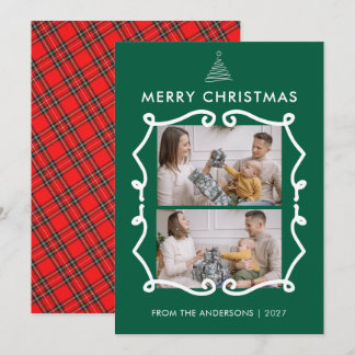 Krita svart tavla ram familje jul foto julkort