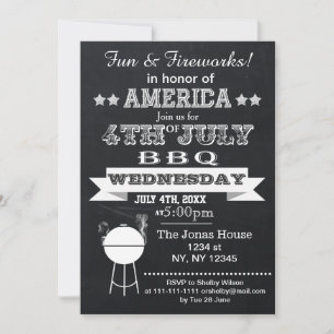 Krita tavla 4 juli BBQ Semesterfest inbjudan