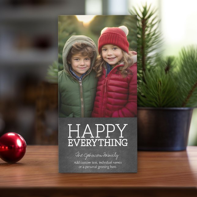 Krita tavla - Glad Allt En Vertikal Foto Julkort (Online Christmas card template, minimal design with 1 photo. Download option available)