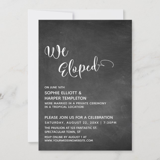 Krita tavla med enkel "Vi rymde" typografi Inbjudningar (Framsida)