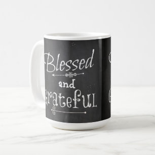 Krita tavla typografi välsignad och tacksam kaffemugg