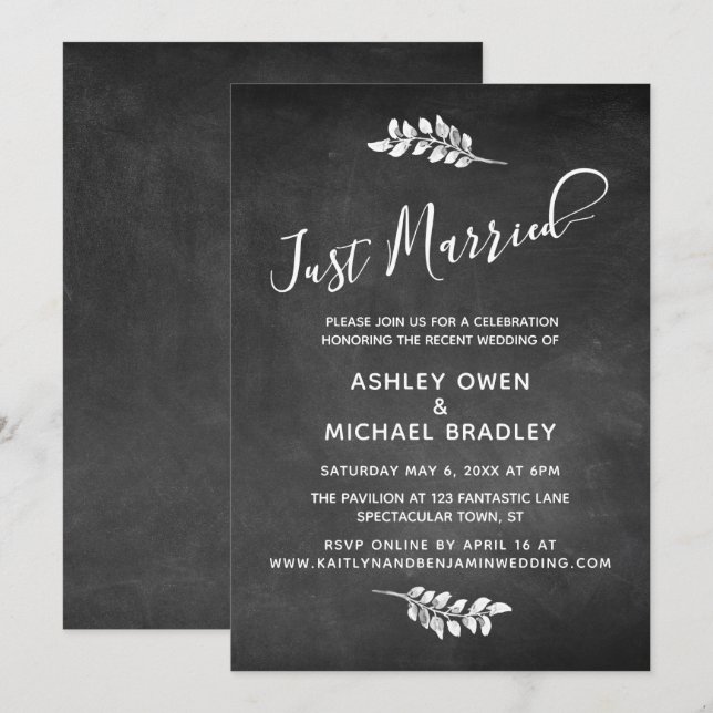 Krita tavlan & Botaniska Nygifta Mottagning Inbjudningar (Fram/baksida)