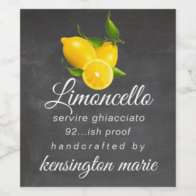 Krita tavlan Se Limoncello Spritflaska Etikett | (Singel etikett)