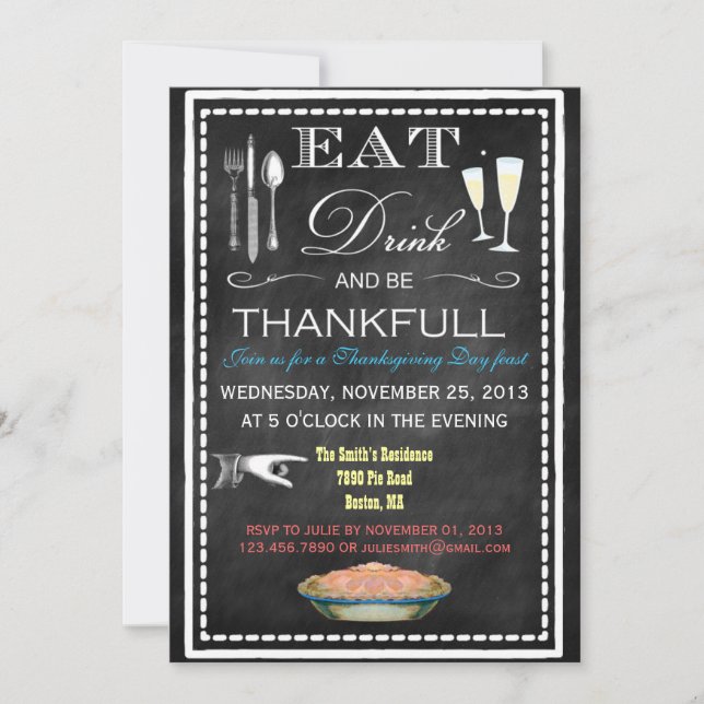 Krita Thanksgiving Middagsfest Inbjudningar (Framsida)