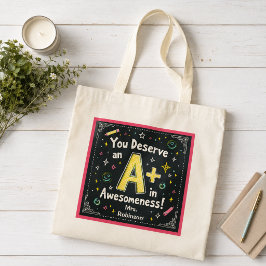 Krita Toteväska Med Kritiskt Tecken - A+ i Underba Tygkasse
