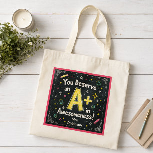 Krita Toteväska Med Kritiskt Tecken - A+ i Underba Tygkasse