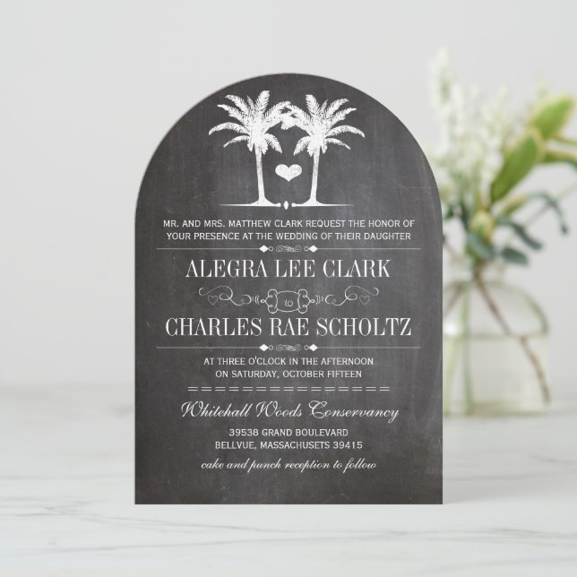 Krita typografi-inbjudan för stranddestination inbjudningar (Stående Fram)