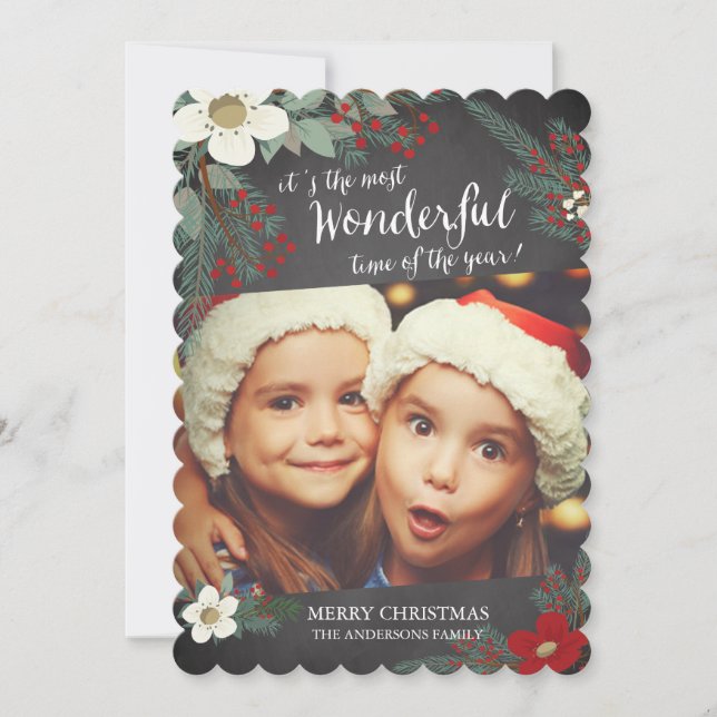 Krita Underbar jul floral fotokort Julkort (Framsida)