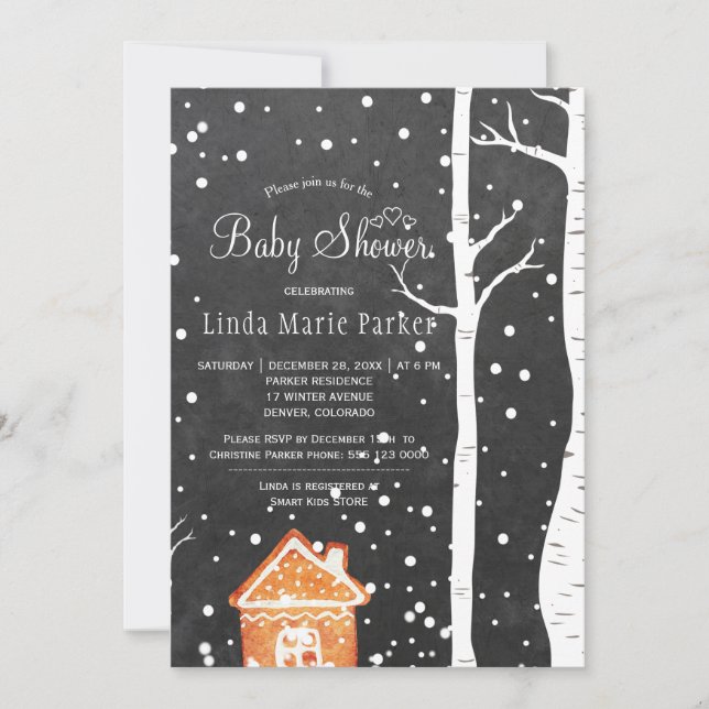 Krita underverk rustic vinter baby shower inbjudningar (Framsida)