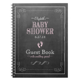 Krita utseende Rosa Typografi Baby Shower Anteckningsbok