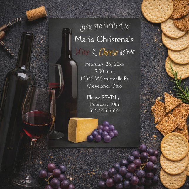 Krita Vin Och Ost Soaré Inbjudan (Skapare uppladdad)