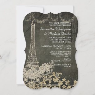 Krita Vintage Paris Parisiska Par Bröllopsdusch Inbjudningar