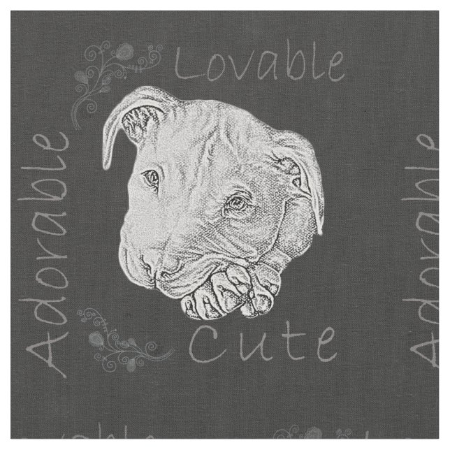 Kritateckning av Pitbull med vikta tassar Tyg (Närbild)