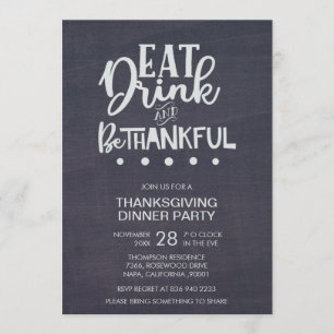 Kritbordsdryck och var vänlig Thanksgiving Inbjudningar