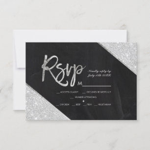 Kritbordskript silver glitter bröllop OSA Kort