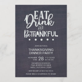 Kritbordsmatta och var snäll och drick Thanksgivin Inbjudningar